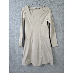 Womens Prana Soskia Dress Tan Knit Ribbed Dropped Waist Sz Small S